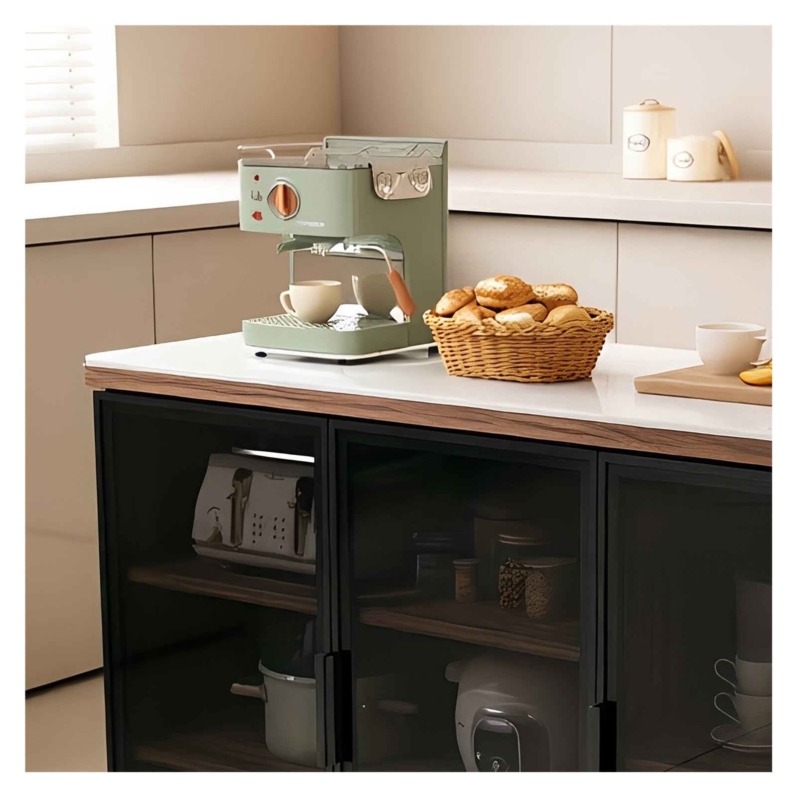 Carrello da cucina Isola cucina con ruote con ante, ripiani portaoggetti, ruote con serratura e piano di lavoro(L)