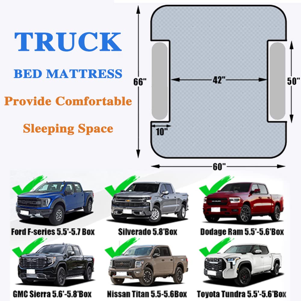 Camping Pickup Truck Bed Air Mattress Air Bed with Inflatable Pillow
