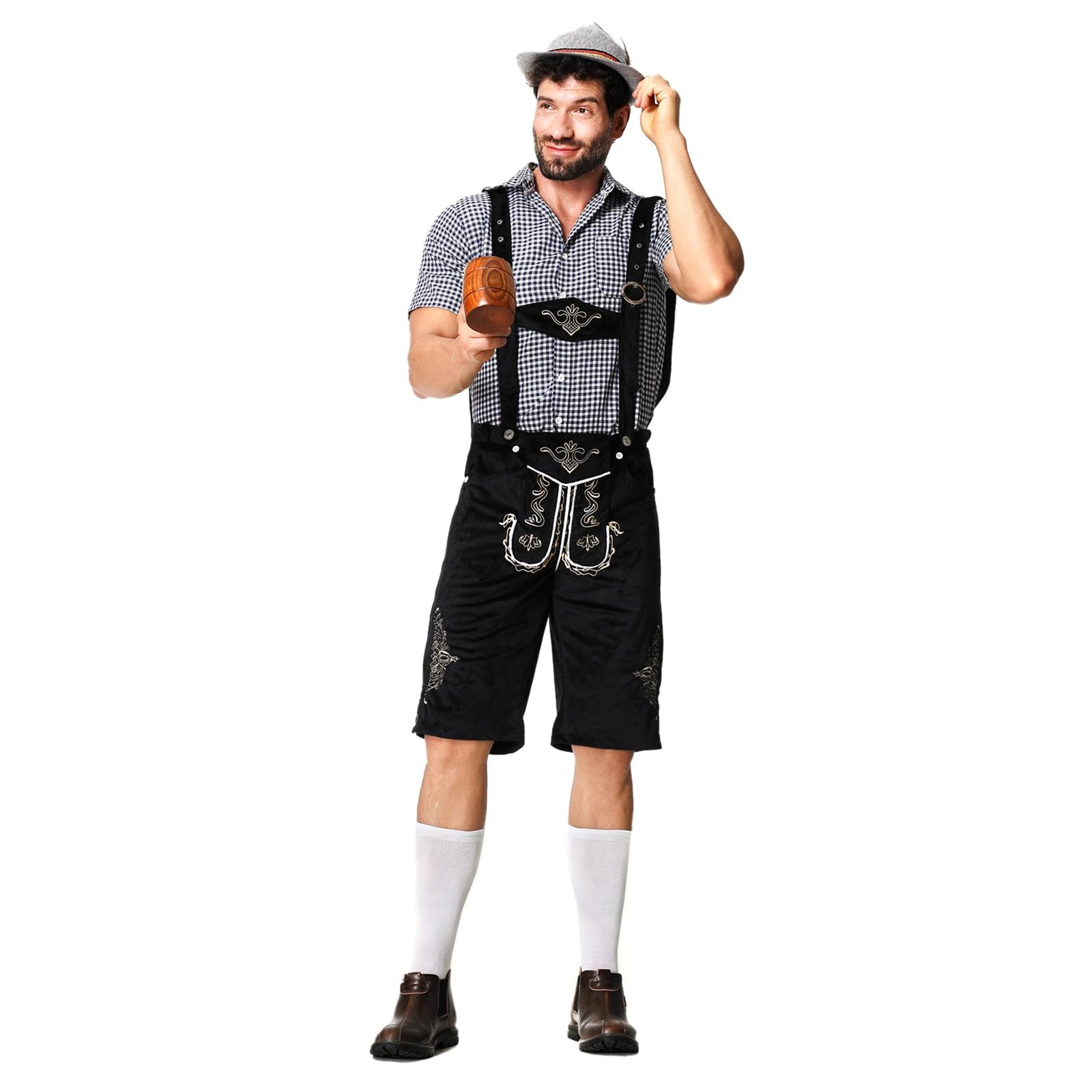 Pantalones de piel para hombre, Oktoberfest, traje de verano, incluye pantalones de chándal cortos, pantalones cortos de moto, pantalones bávaros, de piel, elegantes, para traje regional