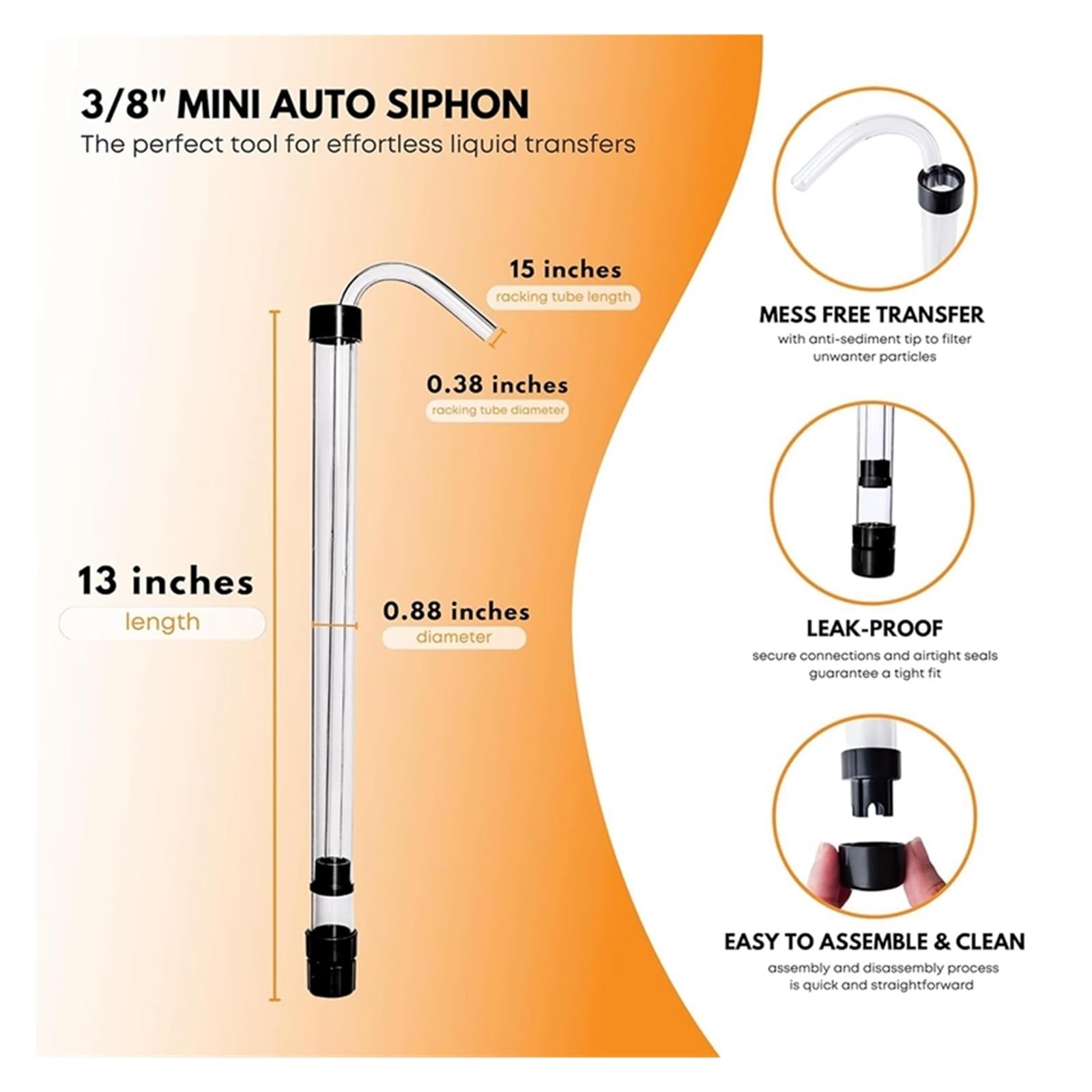 Home Brewing Kit Set sifone Automatico da 3/8 Pollici con Morsetto Kit sifone for imbottigliamento Tubo da 6,5 ​​'ft con Tubi in plastica for Uso Alimentare for Birra Accessori per Il Vino