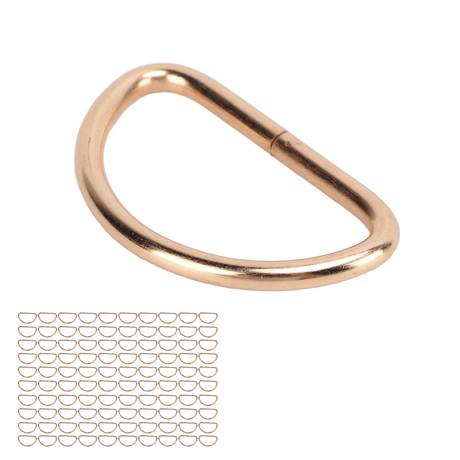 Anillos de metal en forma de D, 100 unidades, anillos semicirculares en forma de D para collares de perro (Oro 3x32x17mm)