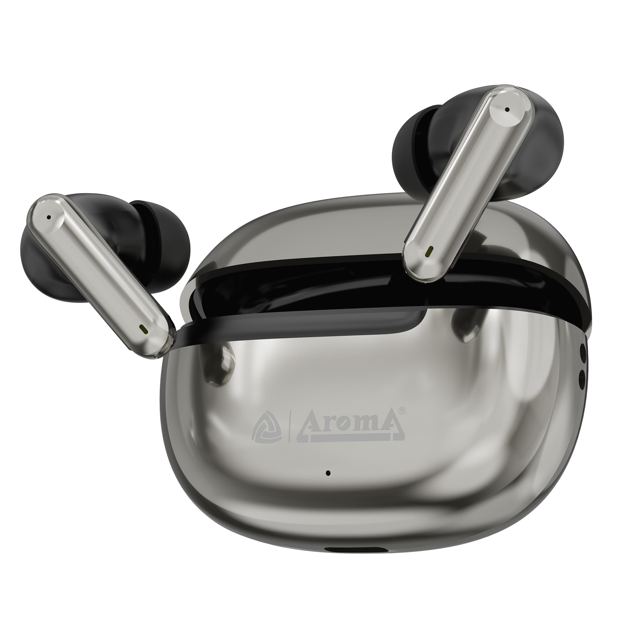 AROMA TWS3 Vibe V5.4 True Wireless Earbuds – Up to 60H Playtime | ENC | Fast Charging | Heavy Bass(Midnight Gold)-image-1