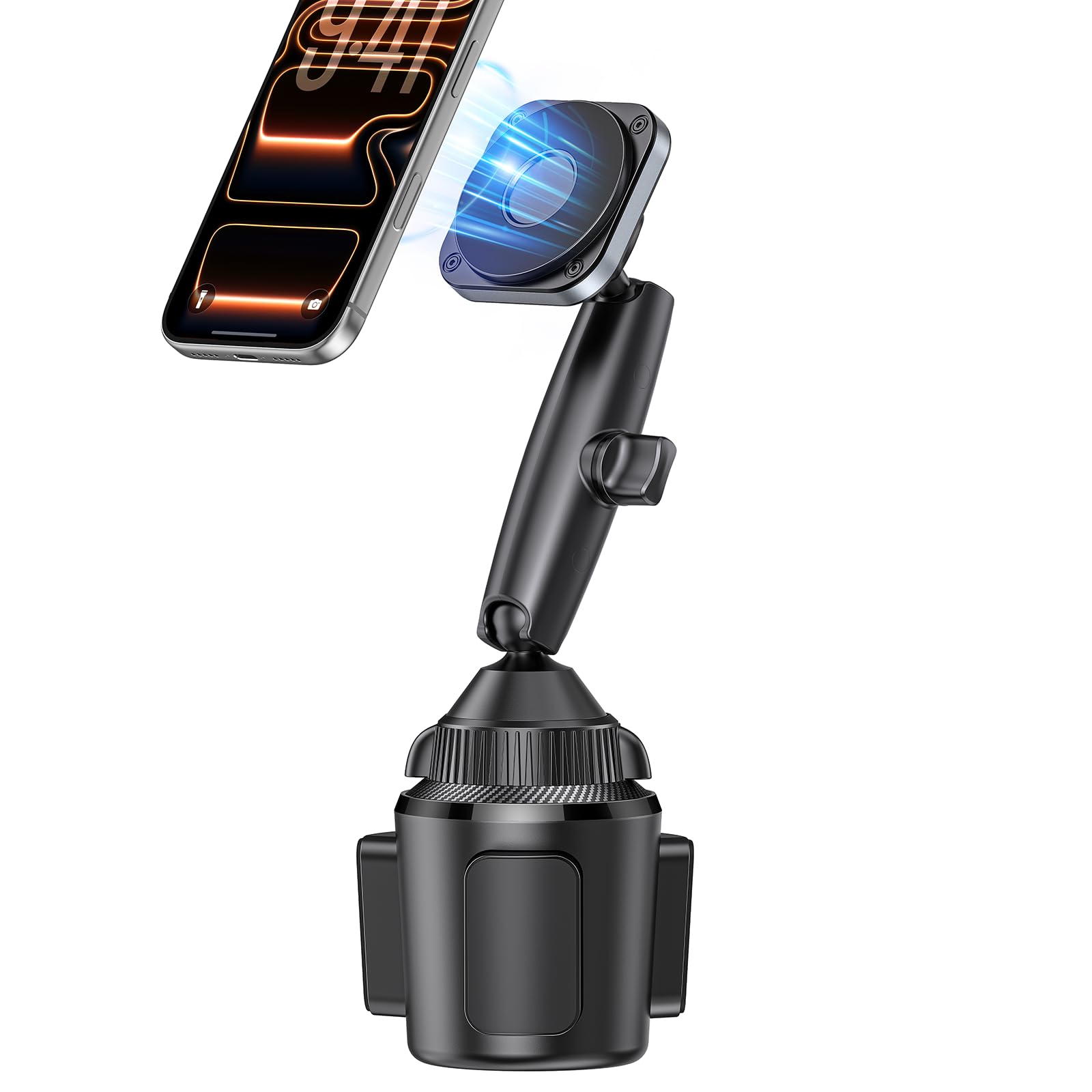 Upgraded Magnetic Cupholder Phone Holder for Car - Ultra Strong N55 Magnets, Flexible Tri-Pivot Cup Phone Mount for Tesla Truck SUV, Compatible with iPhone 17-12 Samsung Android, Not Charger