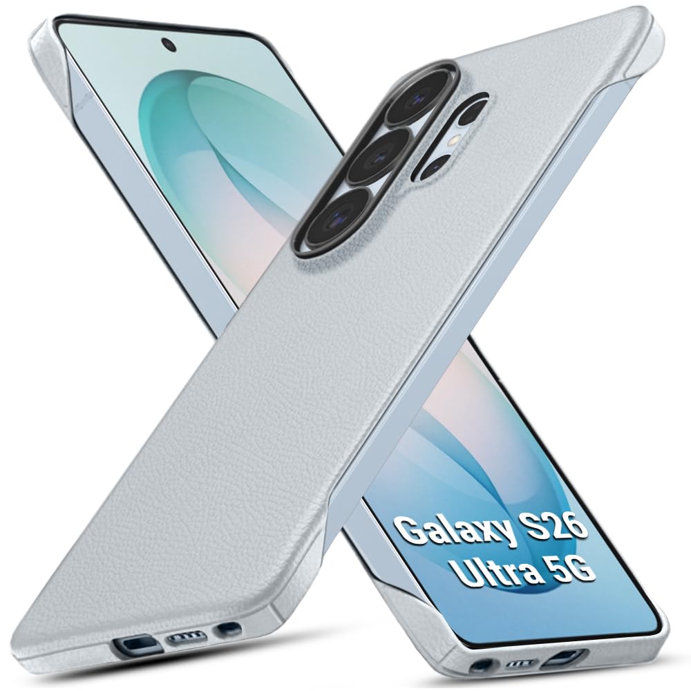 TheGiftKart Hybrid Ultimate Slim Back Case Cover for Samsung Galaxy S26 Ultra 5G | Lightweight Profile | Hard Back Cover Case (PC & TPU, Metal Camera Ring, Leather Texture Finish, Grey)