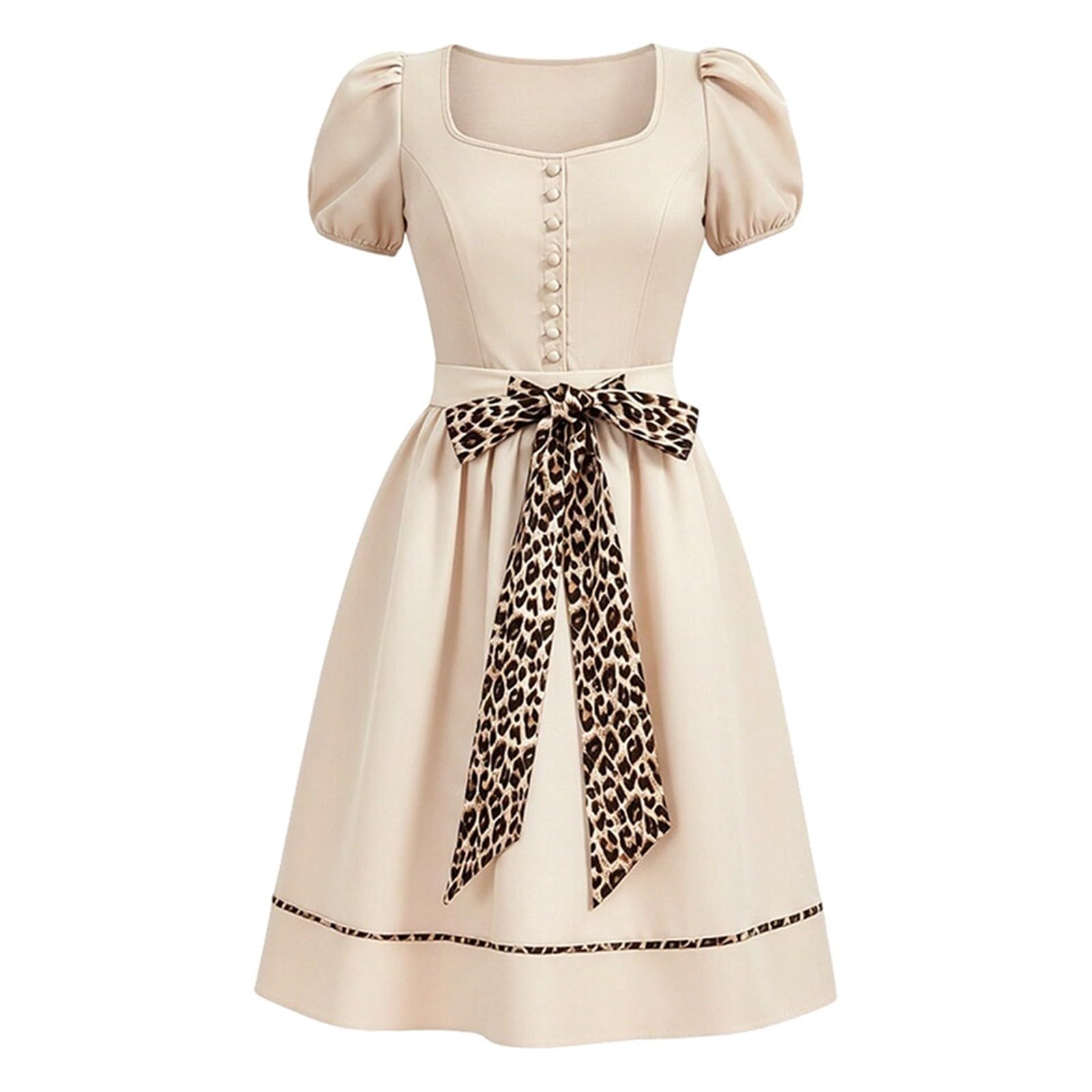 Generisch Samt Dirndl Traditionelles Oktoberfest Dirndkleid lässiges Midikleid kurzärmelig gestuft Sommerkleid für Feste Frauen Casual Dress