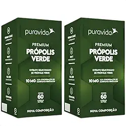 Kit 2 Unidades Própolis Verde Premium Puravida | 60 Cápsulas Softgel por pote | 10mg Compostos Fenólicos | Extrato Concentrado Alecrim do Campo | 4x Mais Polifenóis | Suplemento Natural Brasil | Pack Economia 60 Dias
