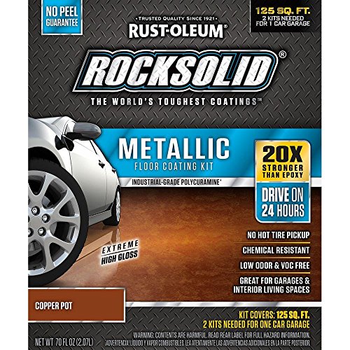 Rust-Oleum 286894 Rocksolid Metallic Garage Floor Coating, 2.18 Quarts (Pack of 1), Copper Pot, 70 Fl. Oz