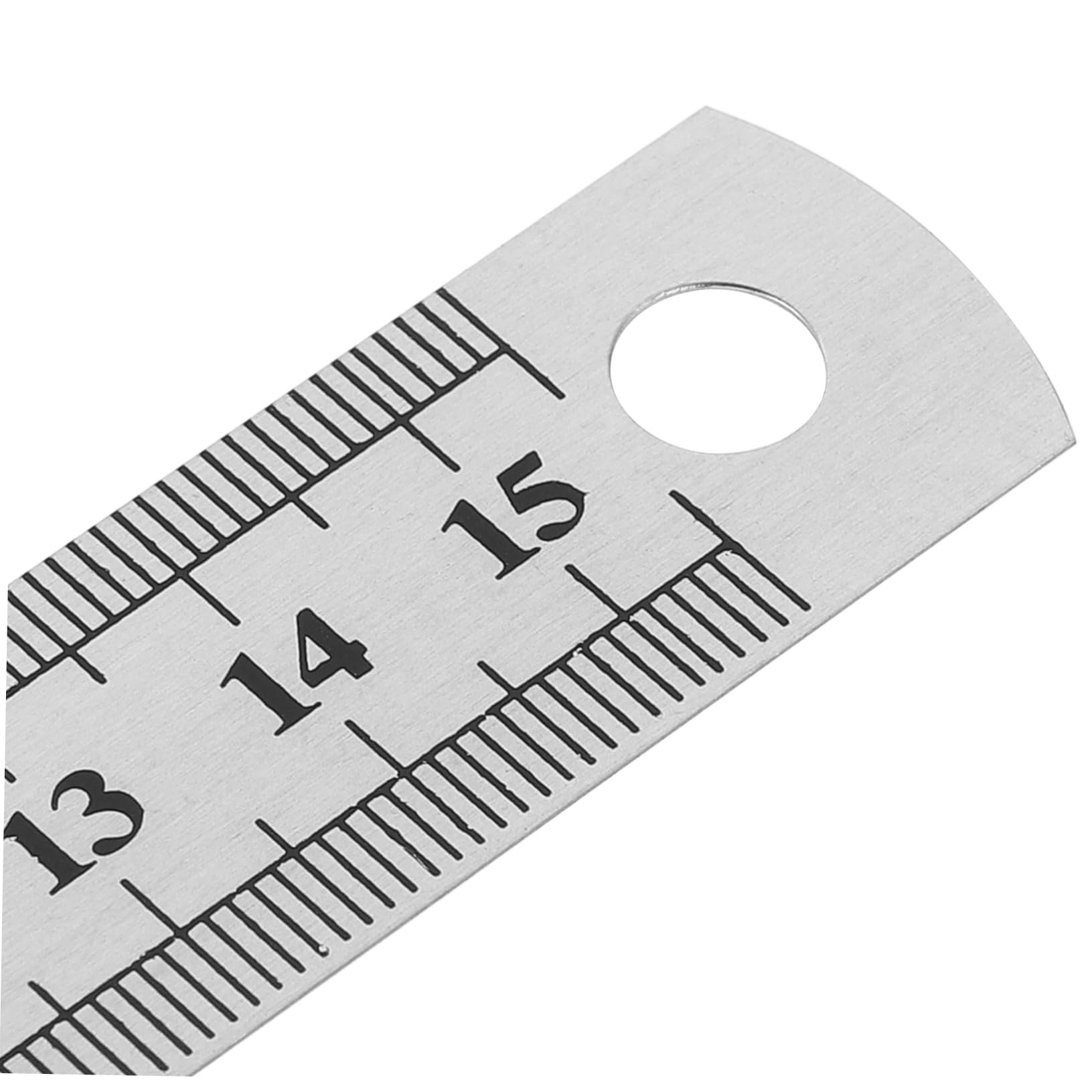 30 Pièces Lot de Règles Acier Inox Double Graduation Règle Rigide Précision pour Dessin Menuiserie Guitare et Bricolage