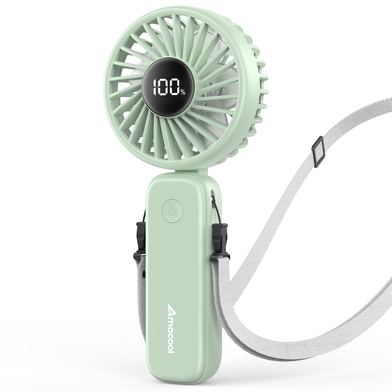 AMACOOL Handheld Fan Foldable, 5000mAh Rechargeable Hand Fans with Powerful Cooling, 4 Speeds, LED Display, Portable Fan for Travel,Concerts,Makeup,