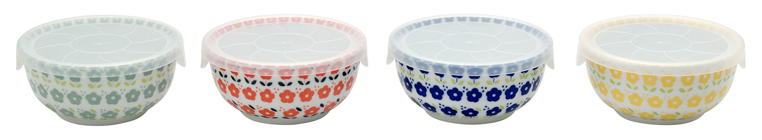 Nordic Flower Porcelain Bowl Set, 4-Color