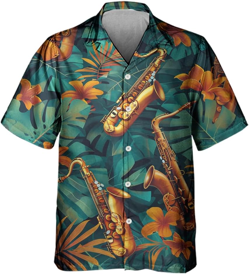 HYPEWAVE Pineapple Hawaiian Shirt Short Sleeves Button Down Tropical Unique Printed Unisex XS-5XL Aloha Luau Party