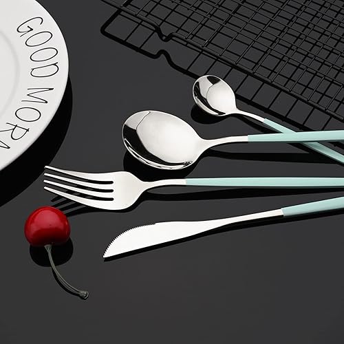 Miniatura 7 de JASHII Juego de cubiertos de acero inoxidable de 24 piezas, juego de cubiertos de acero inoxidable, utensilios de cocina con caja de regalo, acabado