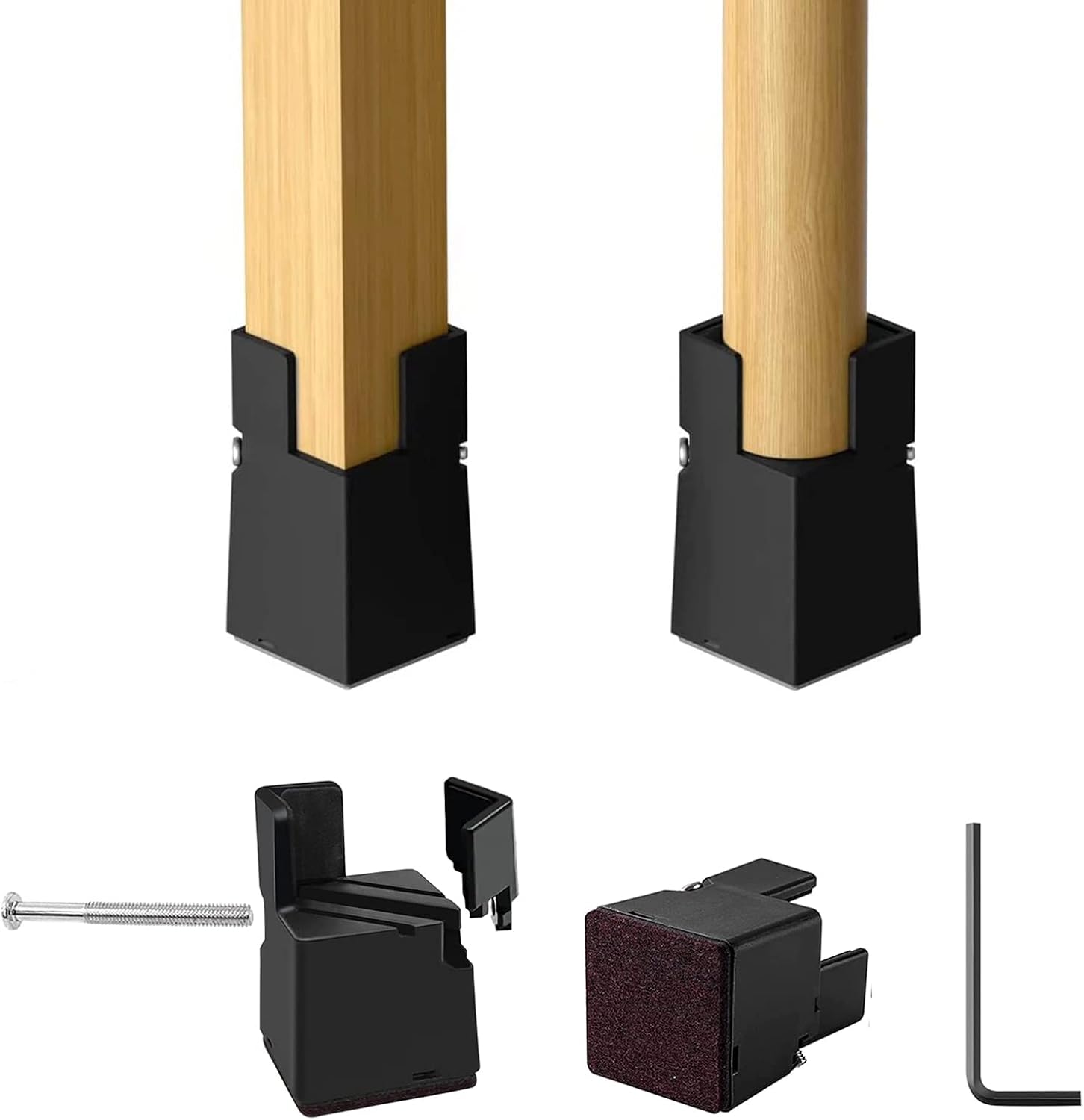 Adjustable Furniture Risers,4 Pcs Bed Risers with Screw