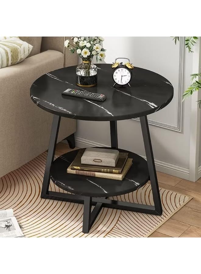 Image of Side Table Stands Couch Side, Swivel TV Tray Table, C-Shaped End Table, Small Center Table for Home Office for Bedroom, Living Room | Closet with Dustproof Door (Round Table-YZ-07)