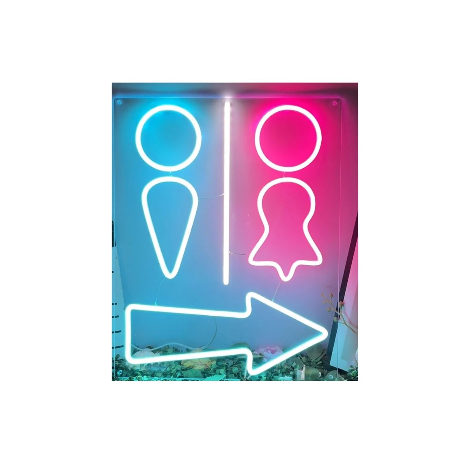 Toilet Sign Man And Women Toilet Neon Sign WC Restroom Symbol Bathroom Coffee Bar Shop Restaurant Wall Decor Art(Color-2,30cm)