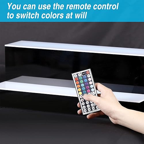 Miniatura 5 de Estante de exhibición de botellas de licor LED de acrílico de 20 pulgadas, 2 escalones, estante de barra iluminado de acrílico con control remoto de