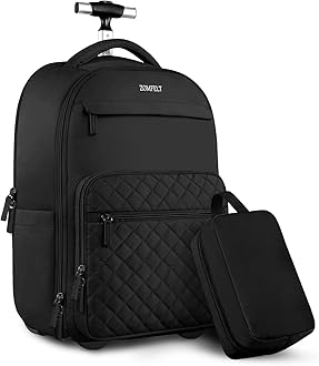 ZOMFELT Rolling Backpack for Women, Backpack with Wheels Carry on Luggage, 17 Inch Rolling Laptop Backpack with Toiletry Bag, Wheeled Backpacks for Travel Trip Business