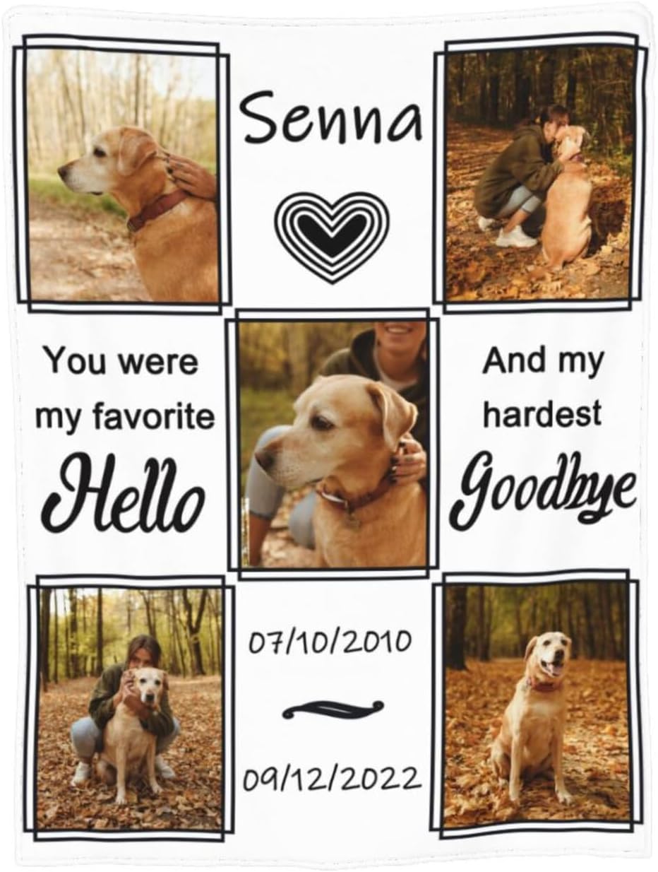 Funnylife Pet Memorial Blankets Personalized My Hardest Goodbye