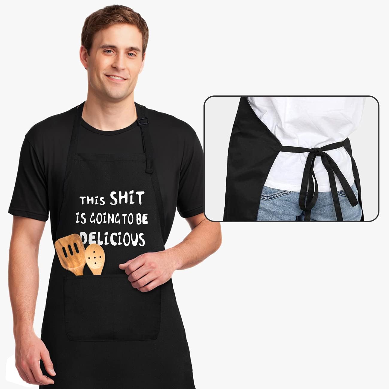 LYLPYHDP Aprons for Men, Mens Apron, Funny Aprons for Men, Husband Birthday Gift, Perfect for Kitchen Cooking, BBQ, Baking, Gifts for Husband, Gifts for Father's Day.