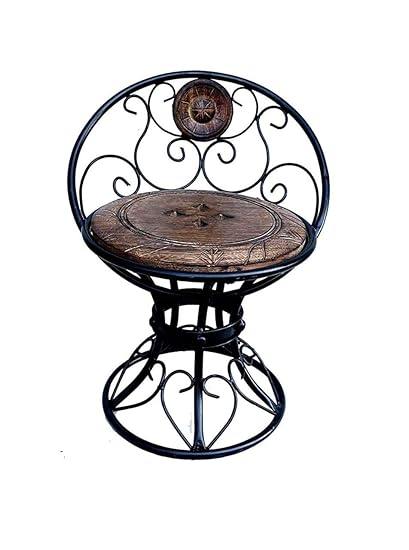 FURNITURE HUB Wooden and Wrought Iron Chair for Living Room, Outdoor and Garden/Mooda Chair (Black and Brown)
