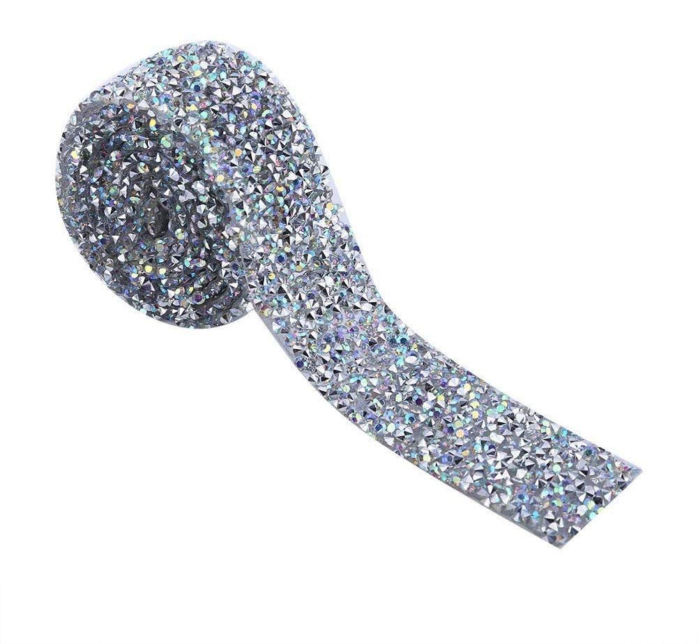 Rhinestone Diamond Ribbons Silver Sparkling Rhinestone Mesh Ribbon Wrap ...