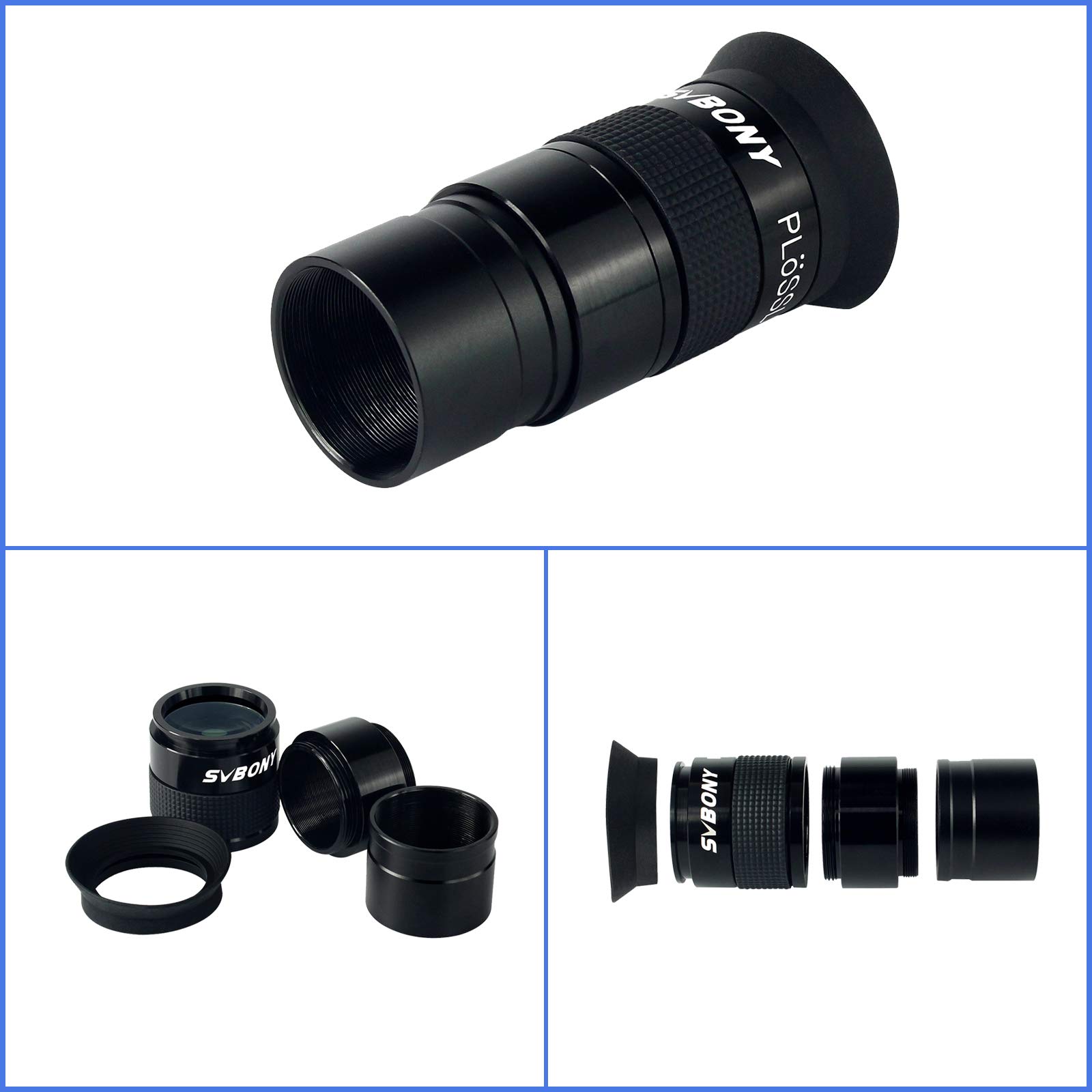 Svbony Oculaire Télescope 40mm, 1,25 Pouces Oculaire Plossl 40 Degrés FMC Lentille de Télescope avec Filetage de Filtre pour l'Observation Planétaire de la Lune