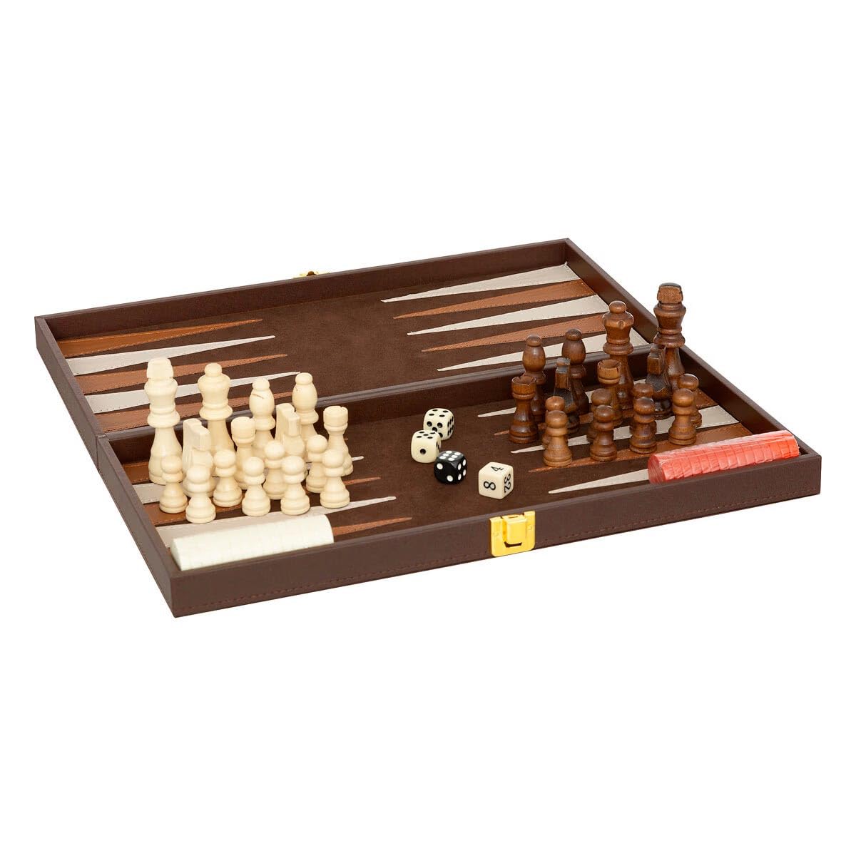 Atmosphera Créateur d'intérieur - Jeu de Backgammon & d'Échec Jule 40cm Marron