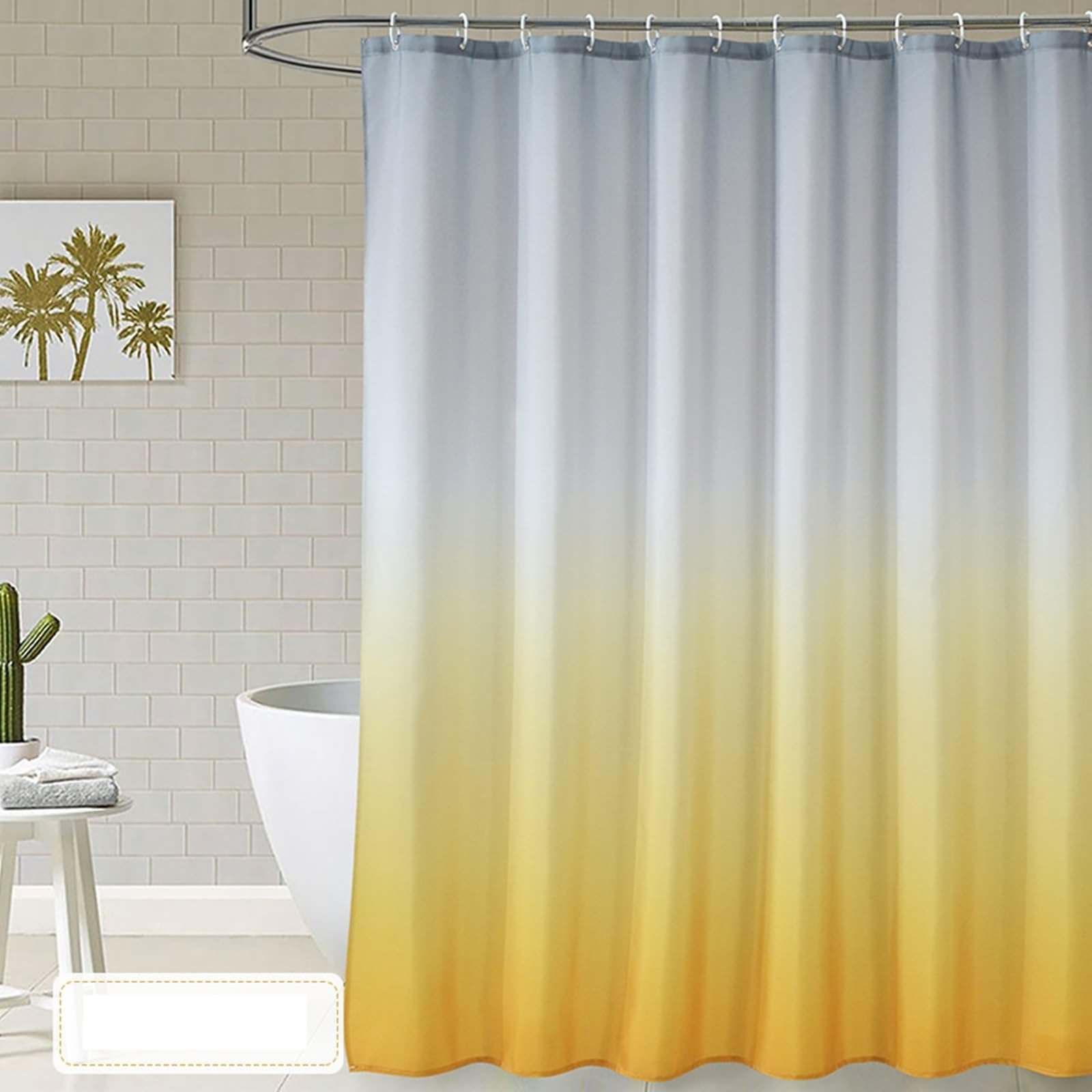 Rideau de douche en polyester de qualité hôtel avec un dégradé élégant gris et jaune
