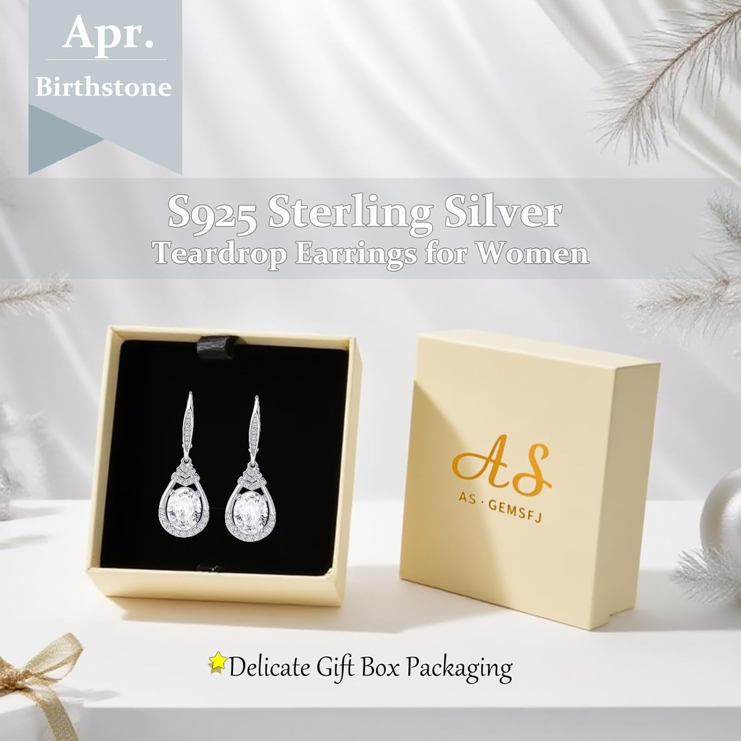 Valentine's Day Gifts for Women |18K G Plated Sterling Silver Birthstone Teardrop Leverback Drop Earring for Women Lady | Wedding Jewelry Gifts for the Bride | Hypoallergenic Oval Cut CZ Earrings - Image 5