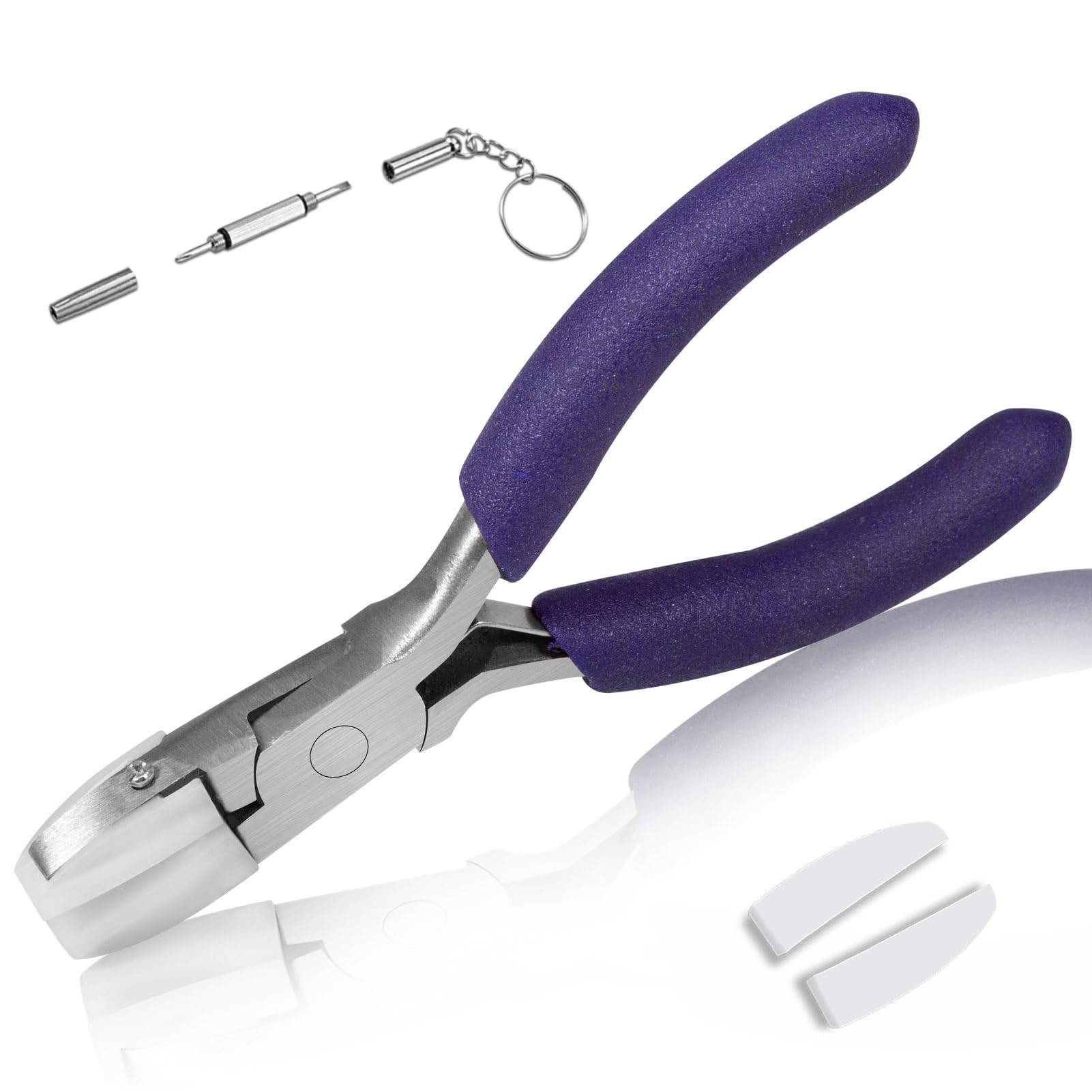 SPEEDWOX 3.5 Inches Flat Nose Plier Nylon Jaw Pliers with a Pair of Replacement Nylon Jaws and a Screwdriver Wire Wrapping Tool Jewelry Making Tool