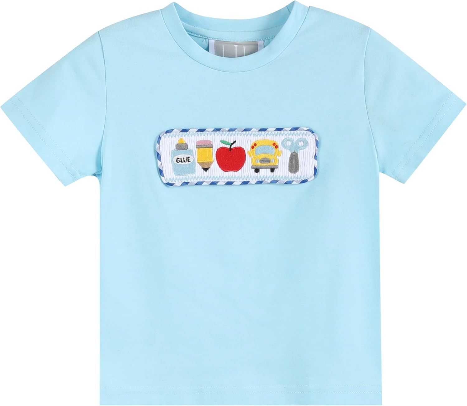 Lil cactus Baby and Boys Light Blue Smocked School Shirt and Shorts Set