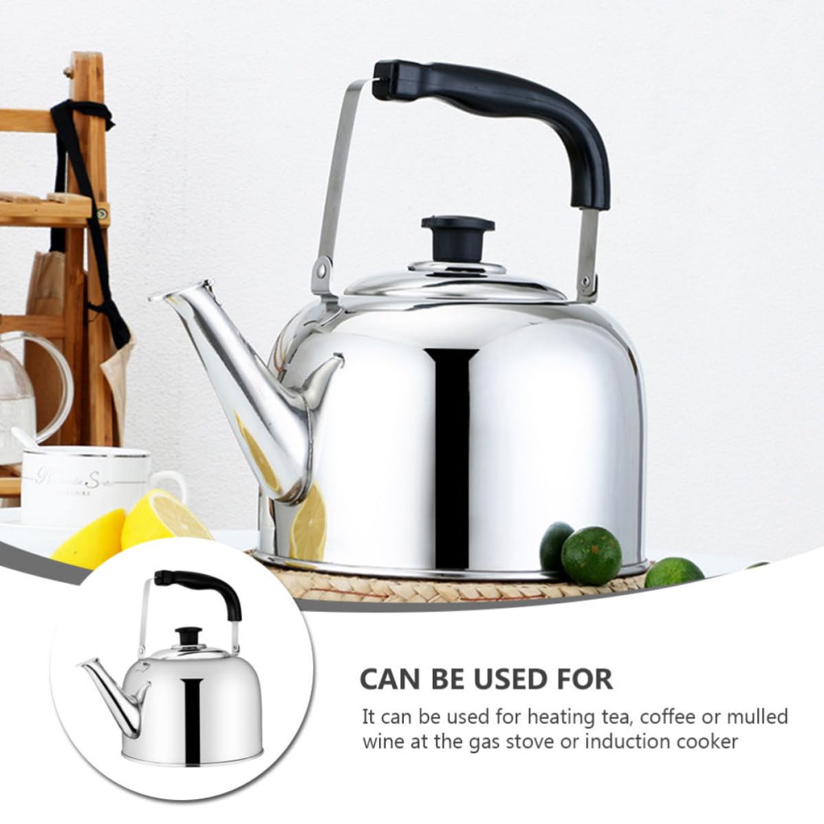 Tetera Silbante de Acero Inoxidable 6l para Gas y Té