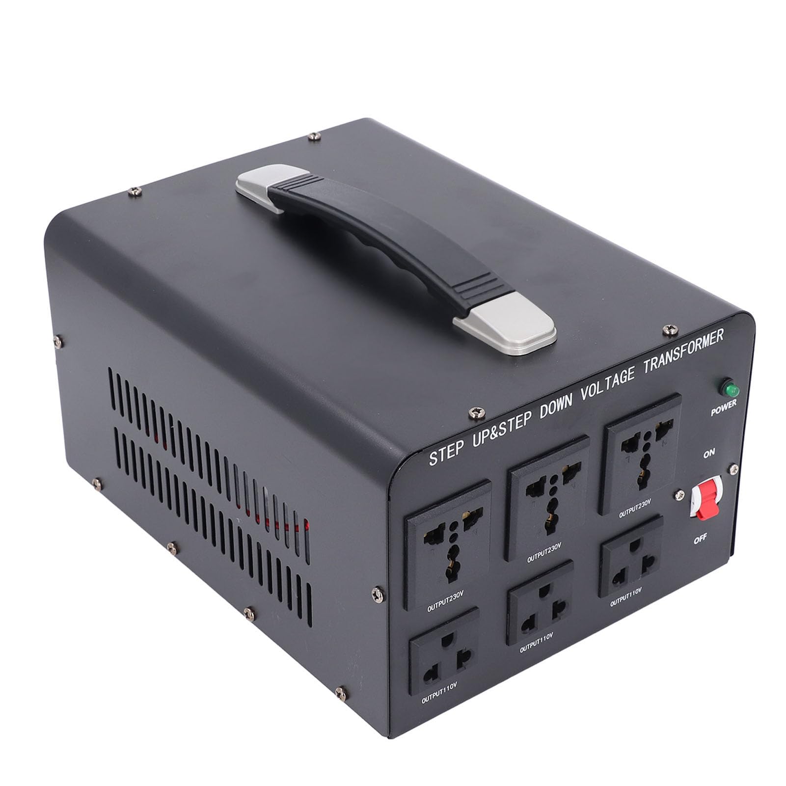 Transformador convertidor de tensión 3000W (110V a 220V, 220V a 110V) Convertidor Elevador/Reductor con Interfaz Universal, Carcasa de aleación de Aluminio, monofásico (Enchufe de la UE)