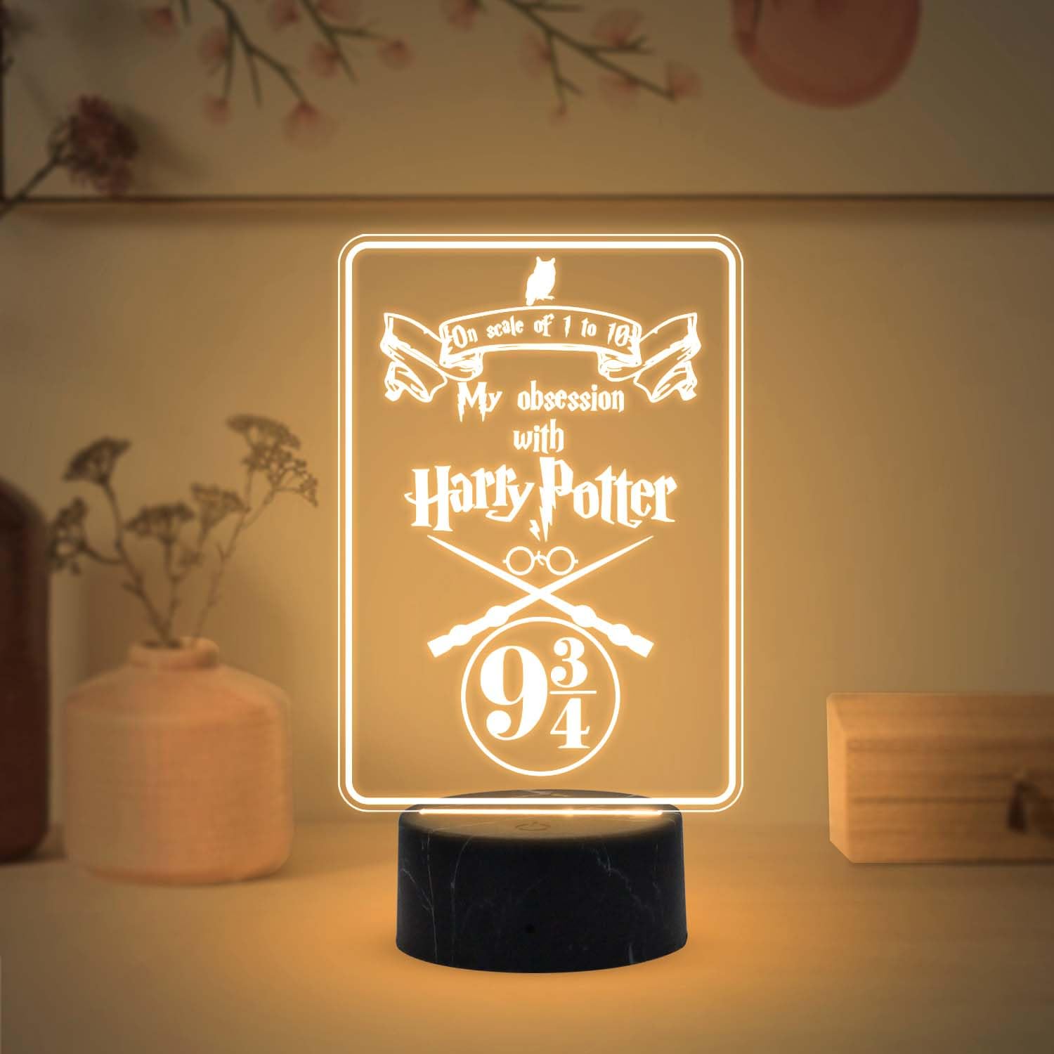 Gift Me Bazar 3D Illusion HarryPorter369 Night Lamp with Warm White Light & USB Powered | HarryPotter369 Theme Return Gift | Birthday Gift for Kids | Desk Table Lamp (Design 1)-image-25
