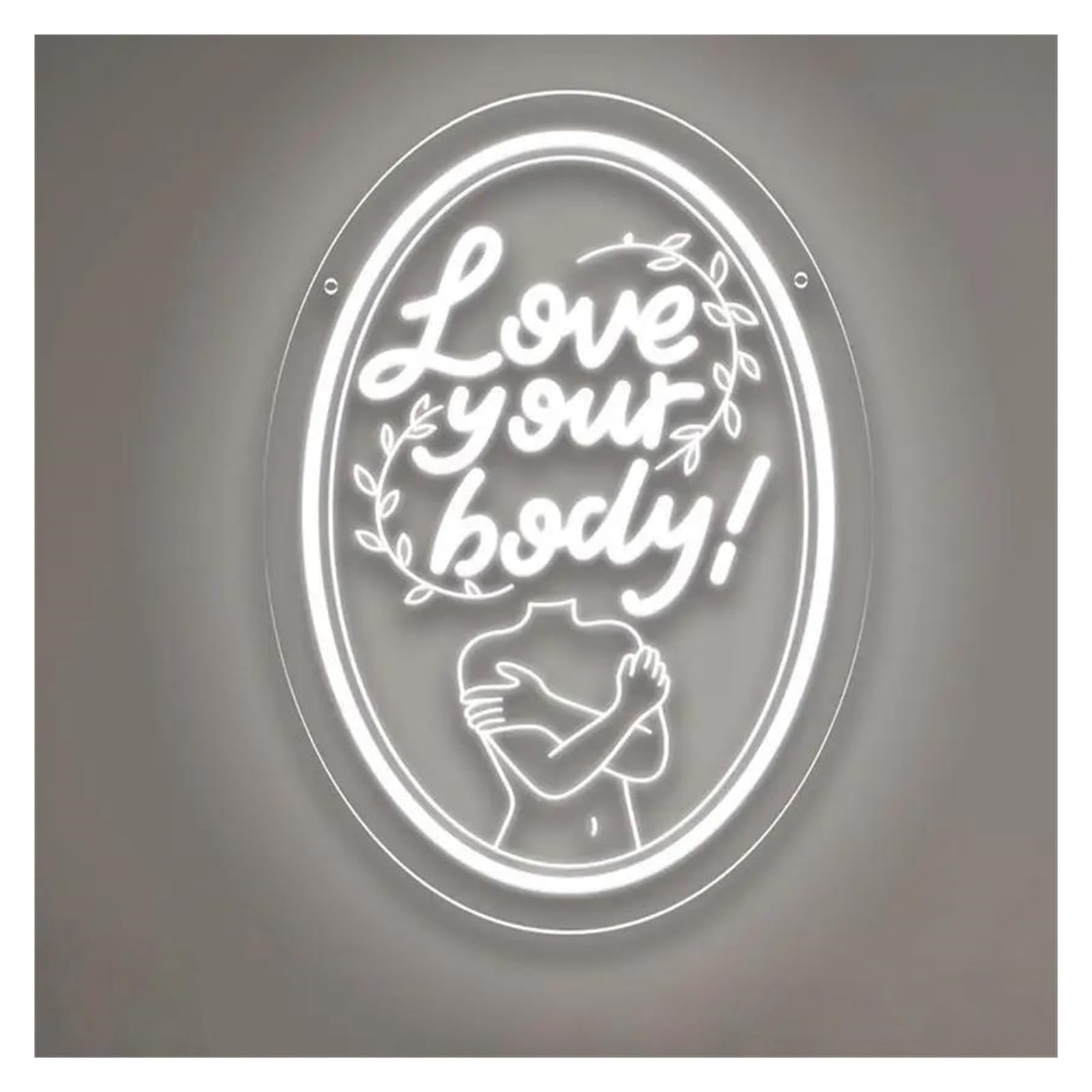 SHOUXI Sign Lamp Love Your Body Neon Sign Floral Light Dimmable for Body Positivity Bedroom Yoga Room Massage Spa Decor 29.4cmx40.6cm