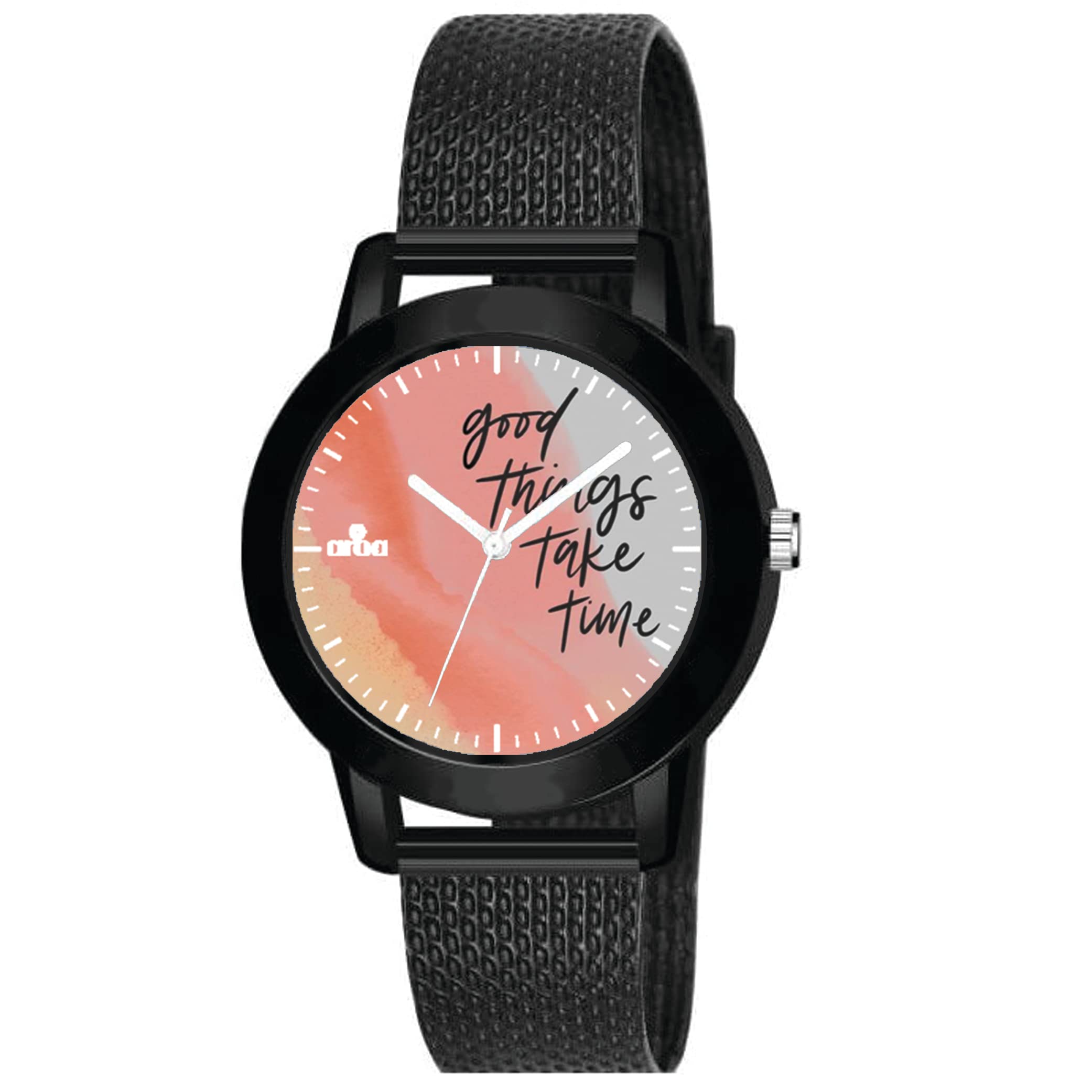 AROA Watch for Womens with Good Things TAKE TIME Multicolor Pink Model :364 in Black Metal Type Rubber Analog Watch Pink Dial for Women Stylish Watch for Girls (B0C2ZQJ7CL) Amazon Price History, Amazon Price Tracker