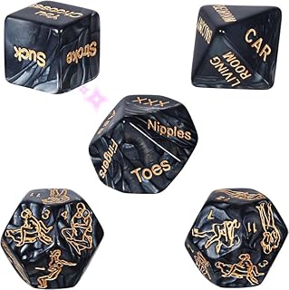 Novelty 5 Pieces Of 12 Sided Multi Shaped Black Dice, Indoor Fun Decompression Tools, Party Accessories, Couple Gifts