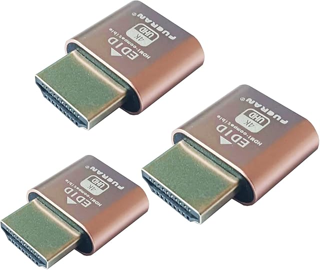 FUERAN Dummy Plug Headless Ghost Display Emulator DDC EDID Emulator Fake Display HDMI-compatible 4K@60Hz-3Pack