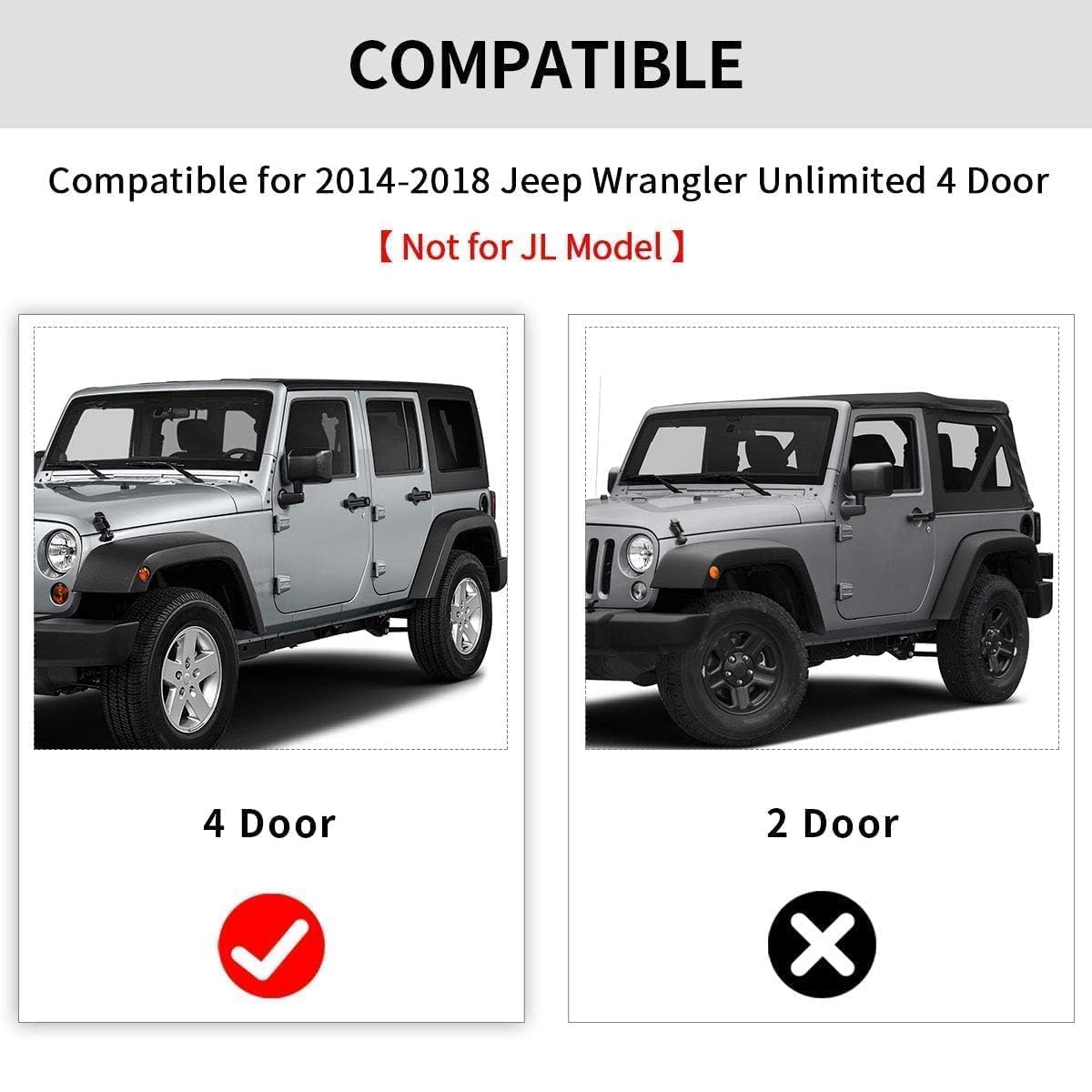 YITAMOTOR Floor Mats Compatible with Jeep Wrangler JK Unlimited 4 Doors 2014 2015 2016 2017 2018 Not for — view 2