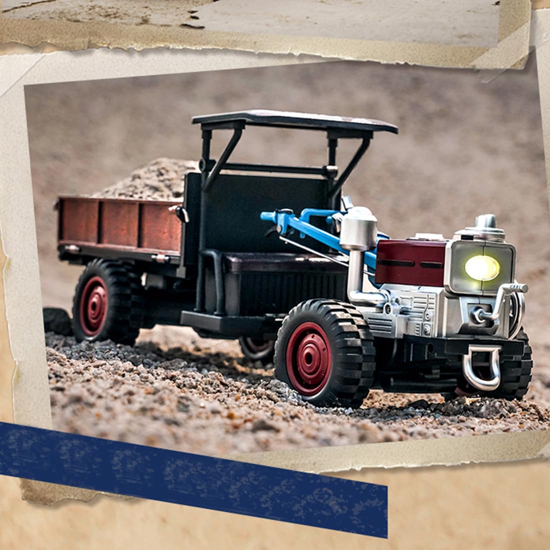 Ciągnik RC, 2,4 G, 4WD, w pełni proporcjonalny, terenowy, retro, realistyczne, zdalnie sterowane pojazdy ciężarowe ze światłami LED, symulowane dźwięki i efekty mgły wydechowej, dekoracja