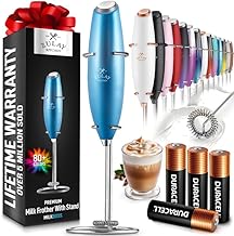 Zulay Kitchen Powerful Milk Frother Wand With 4 AA Duracell Batteries - Ultra Fast Handheld Drink Mixer - Electric Whisk Foam Maker for Coffee, Lattes, Cappuccino, Matcha & Creamer -