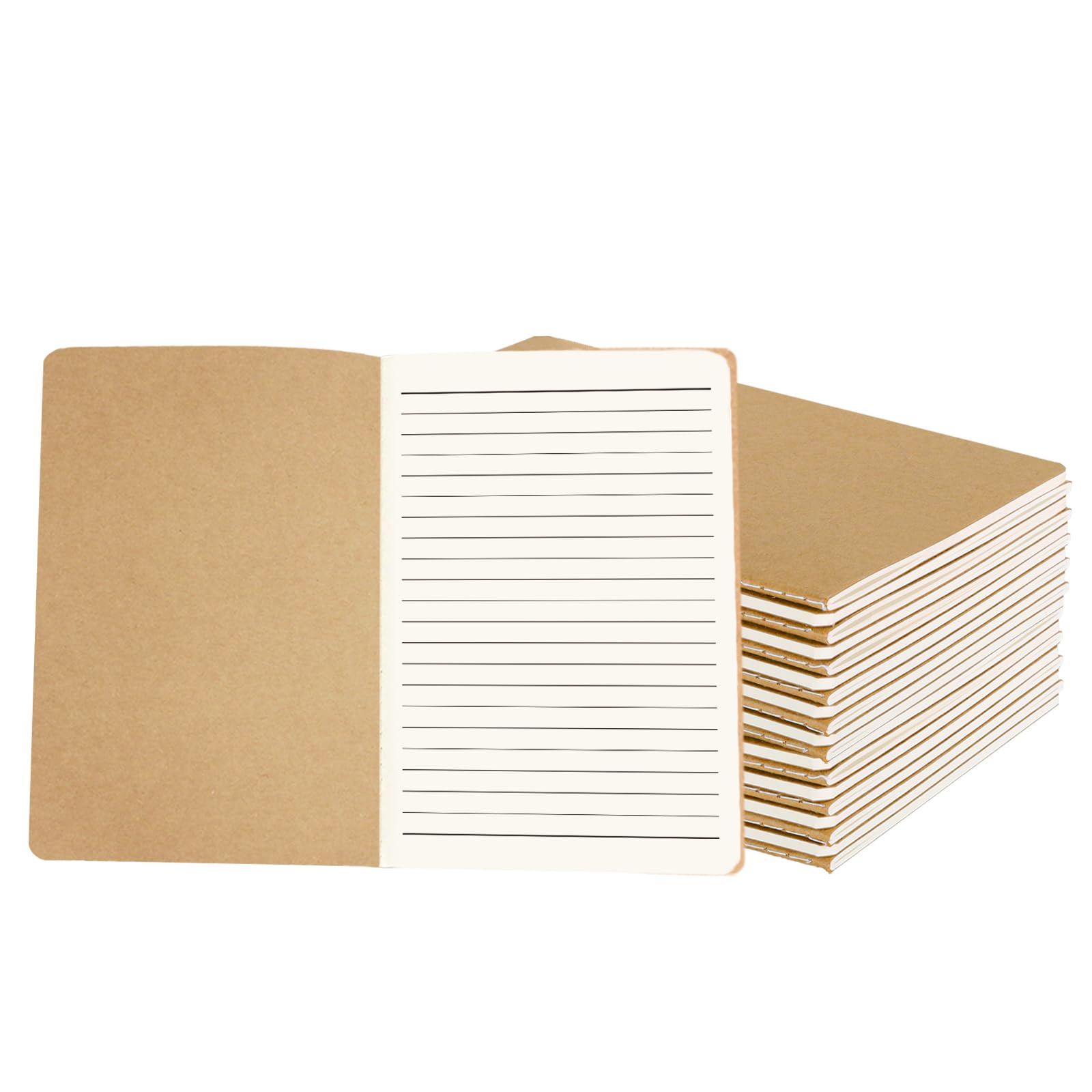 zmybcpack Paquete de 24 cuadernos con forro de papel kraft A5, 21 x 14 cm, 64 páginas/32 hojas | Cuadernos de composición para viajeros, estudiantes, oficina