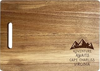 Cape Charles Virginia Camping Souvenir Engraved Wooden Cutting Board 14" x 10" Acacia Wood Adventure Awaits Design