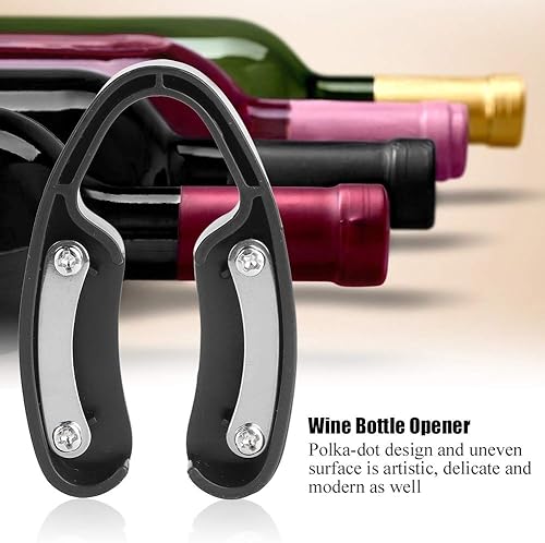 Miniatura 4 de Fdit Abridor de botellas de vino fácil cortador de papel de hoja para botellas de vino abrebotellas de estaño (negro))