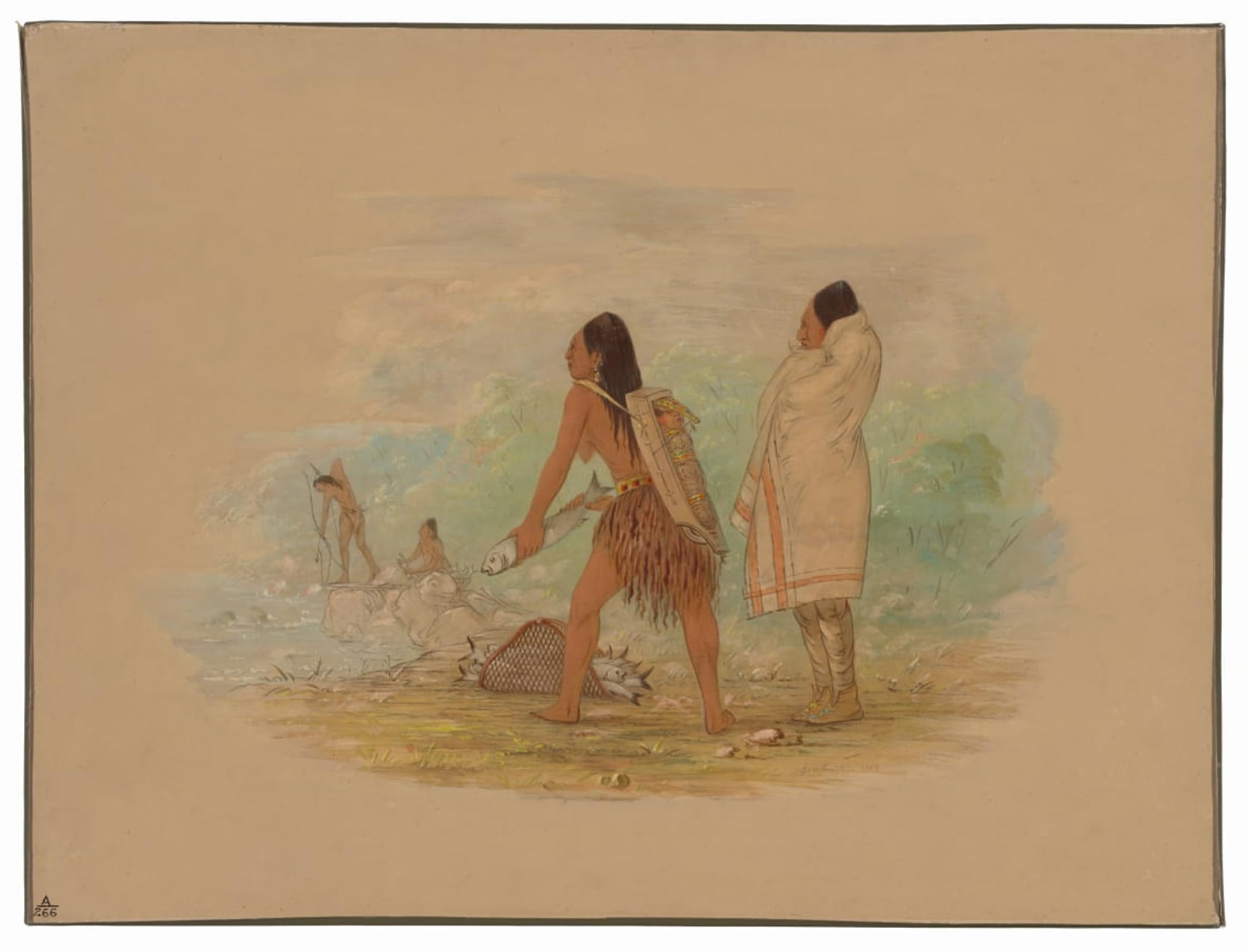 ARTXLXXBN Famous Prints Artwork Pictures Poster Painting Art Flathead Indians by George Catlin Artwork Landscape Pictures for Home Decor 60x90cm