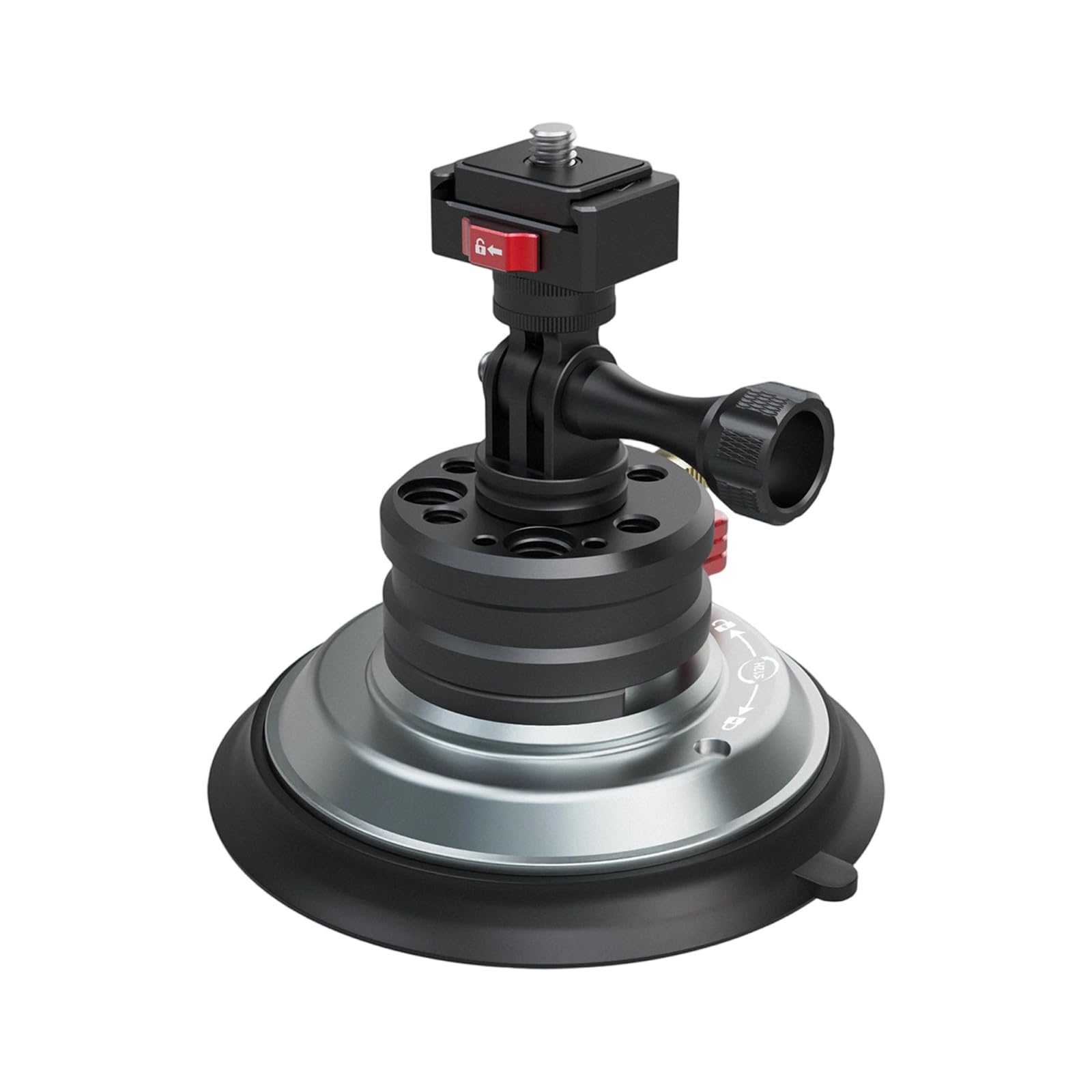 Soporte de cámara de coche ajustable de 360 grados con base de aleación y succión de vacío para soporte estable de video para cámaras de acción