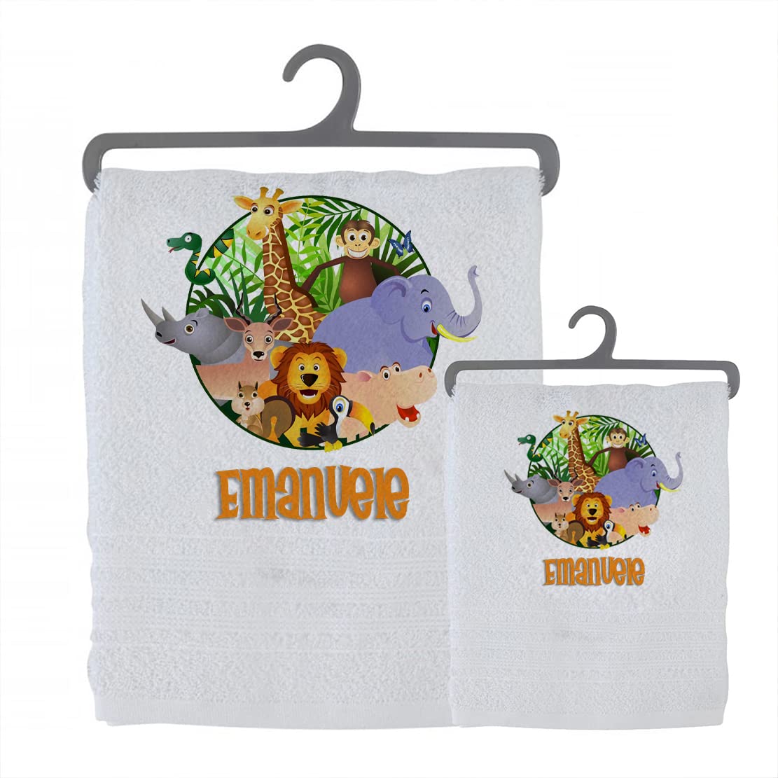 Set Asciugamani Personalizzati Bambino - 100% Cotone, Con Stampa Dinosauro E Nome - Foto 3
