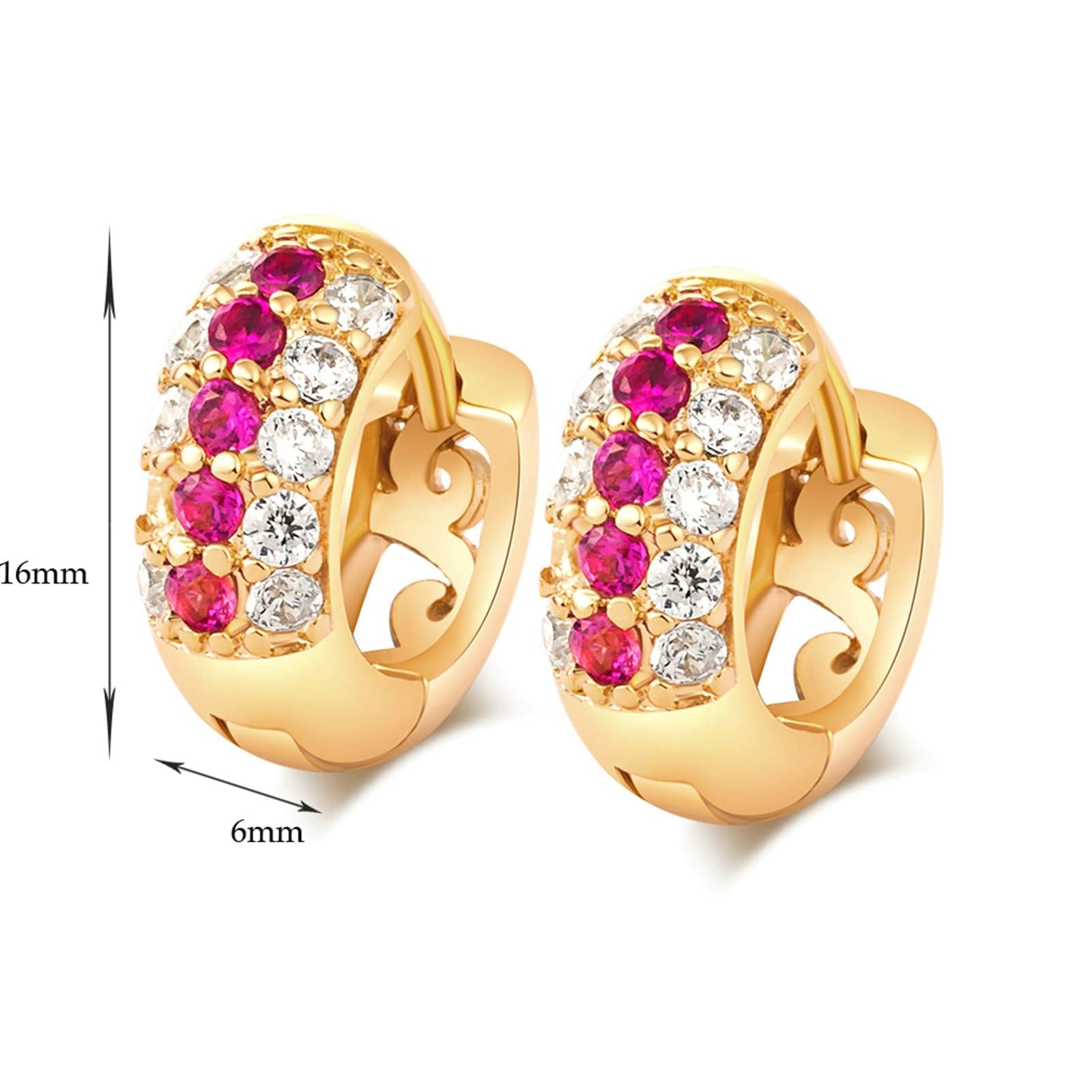 AMDXD Pendientes de oro de 18 quilates para mujer, joyas reales, tres filas de pendientes de aro con laboratorio de turmalina creados diamante colorido, Au 750 pendientes pequeños