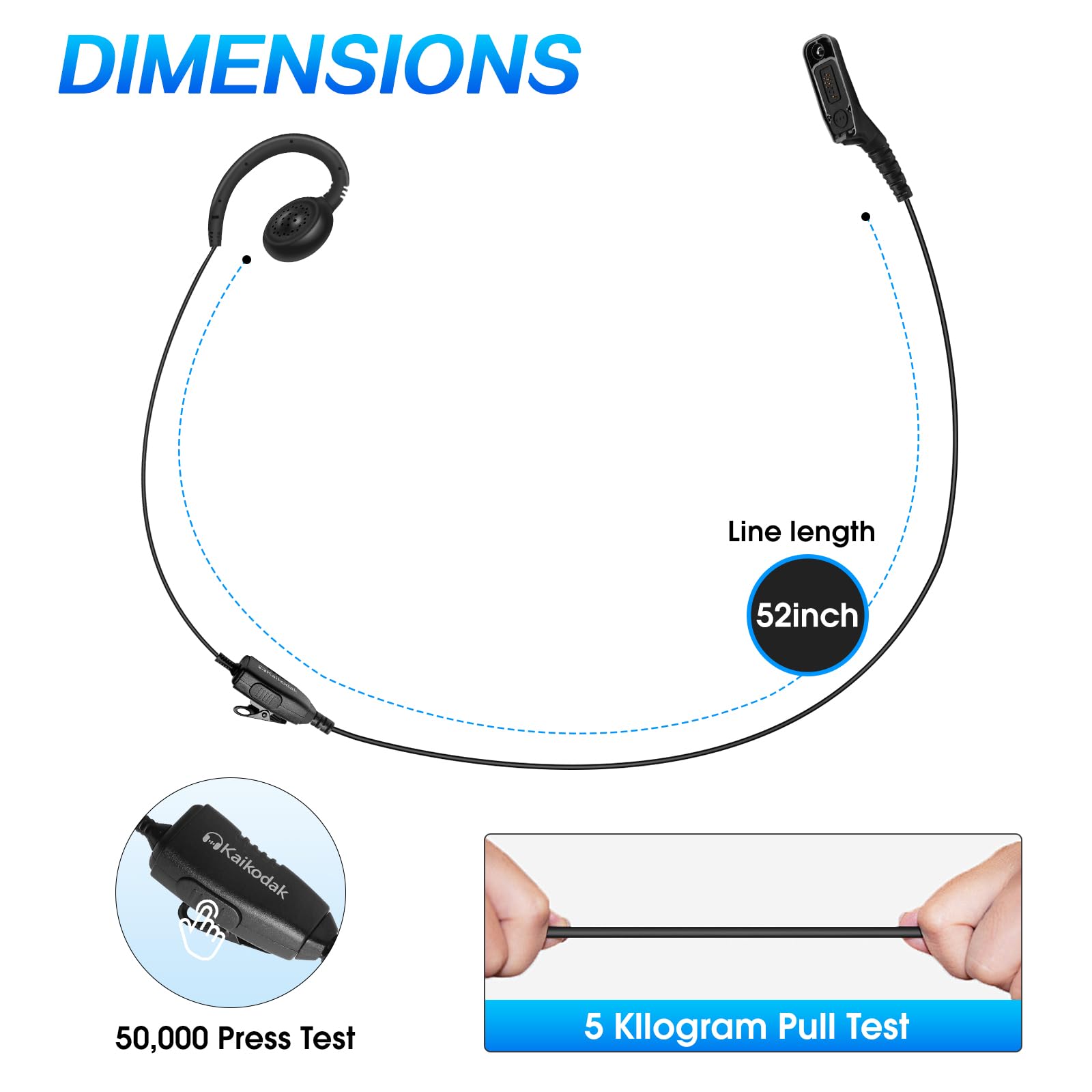 Auricolare radio bidirezionale con microfono per radio Motorola APX e XPR, auricolare a filo singolo a forma di C con altoparlante girevole e PTT, compatibile con APX 4000 6000 8000, XPR 6550