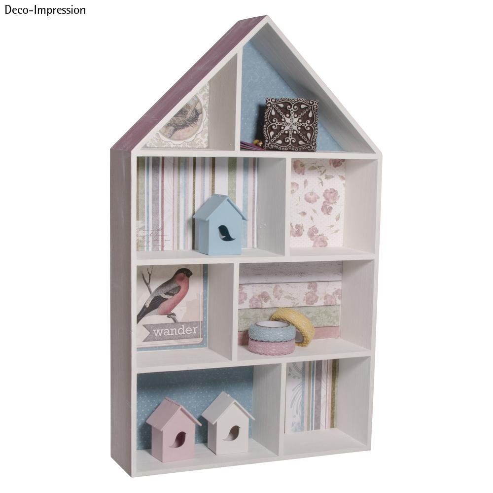 Rayher Bacheca Portaoggetti a Forma di Casa, Legno FSC, 8 scomparti, 30 x 50 x 8 cm